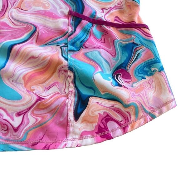 Scrubstar Pink Marble Print Scrub Top. Two Front Pockets with Pen Pocket. Sz Med - Picture 3 of 8